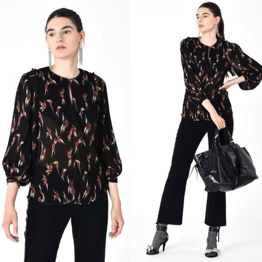 Isabel Marant WAVE Floral Print Pleated Blouse